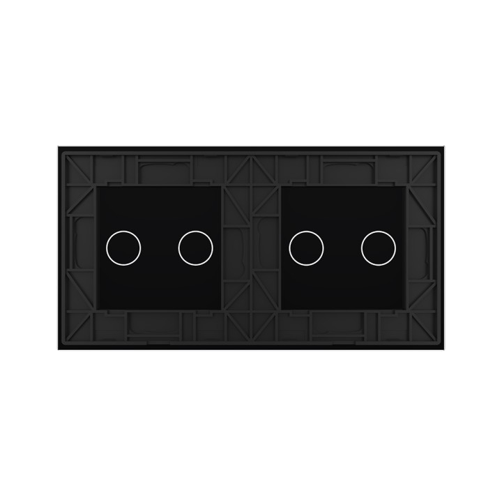 Plaque Double de finition en verre trempé 2 Boutons – Noir Mat