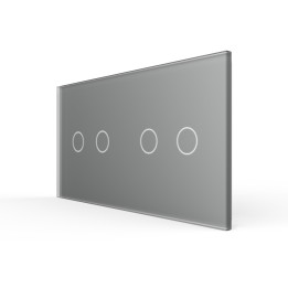 Plaque Double de finition en verre trempé 2 Boutons – Gris Mat