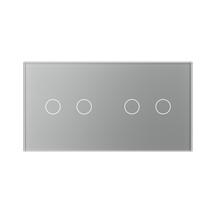 Plaque Double de finition en verre trempé 2 Boutons – Gris Mat