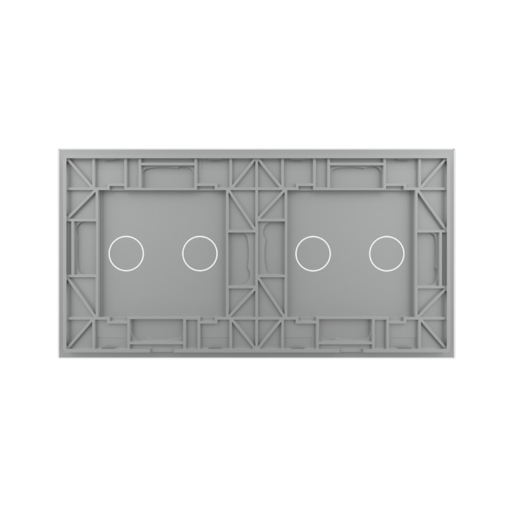Plaque Double de finition en verre trempé 2 Boutons – Gris Mat