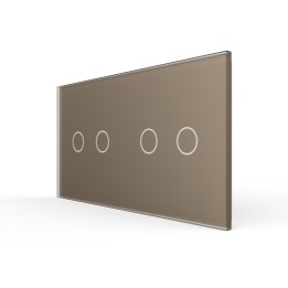 Plaque Double de finition en verre trempé 2 Boutons – Doré Mat