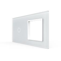 Plaque de finition en verre tactile 1 bouton + module SR – Blanc Mat