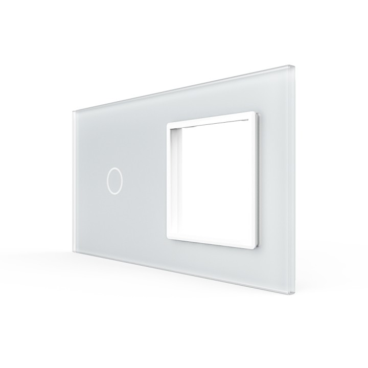 Plaque de finition en verre tactile 1 bouton + module SR – Blanc Mat