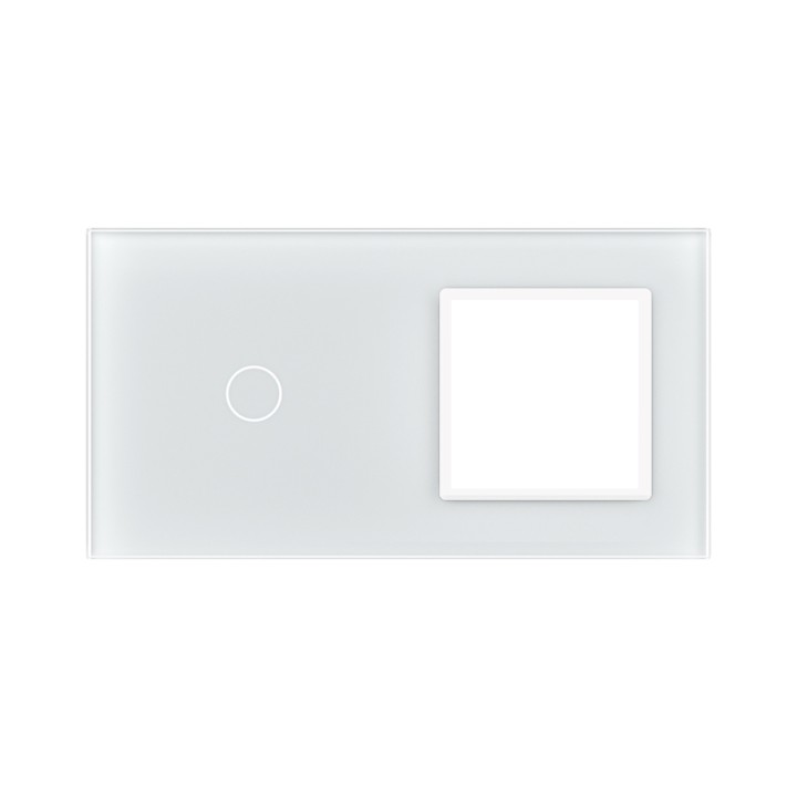 Plaque de finition en verre tactile 1 bouton + module SR – Blanc Mat