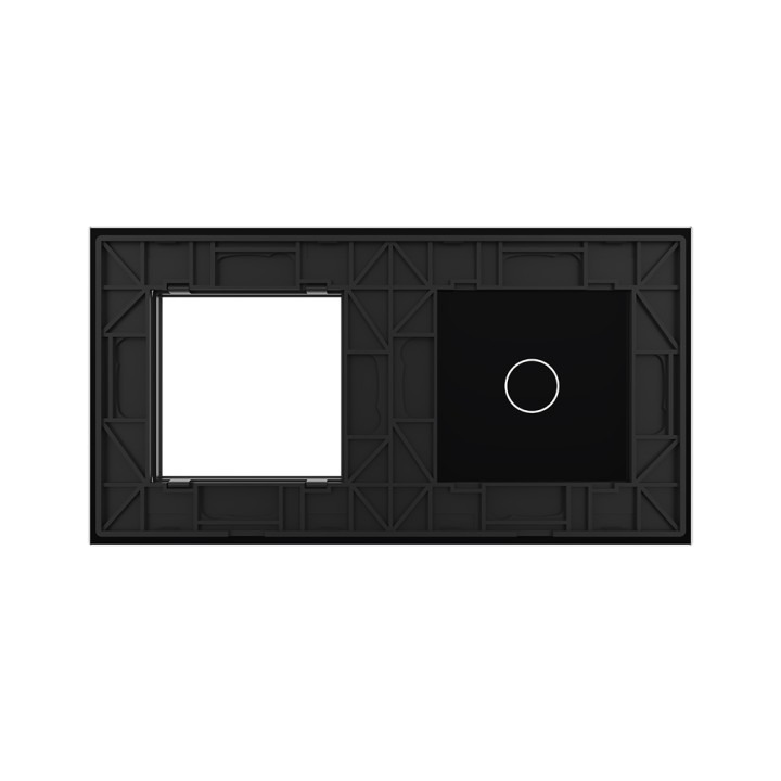 Plaque de finition en verre tactile 1 bouton + module SR – Noir Mat