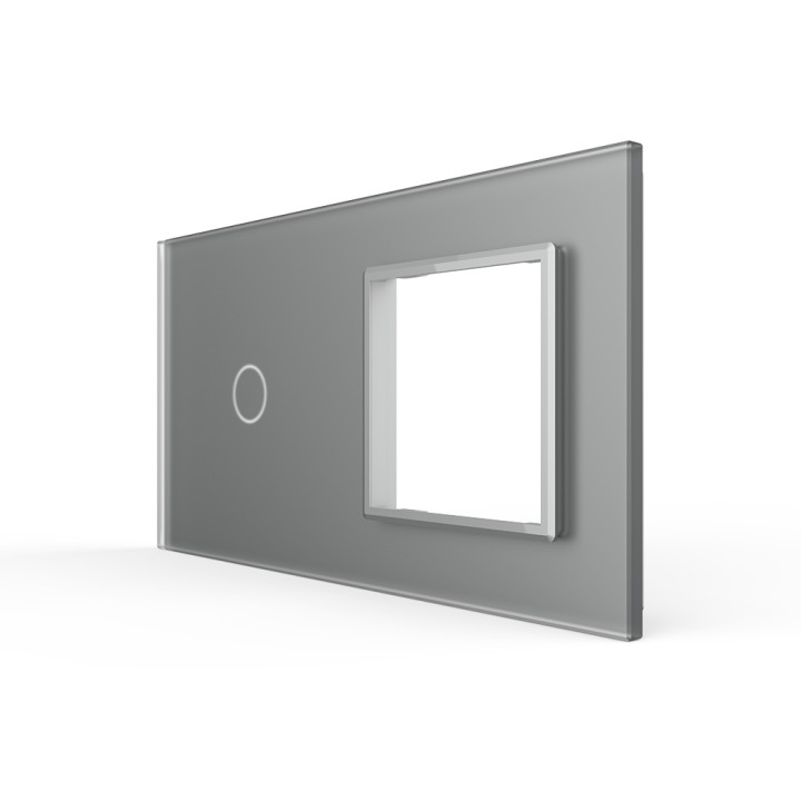 Plaque de finition en verre tactile 1 bouton + module SR – Gris Mat