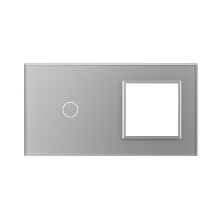 Plaque de finition en verre tactile 1 bouton + module SR – Gris Mat