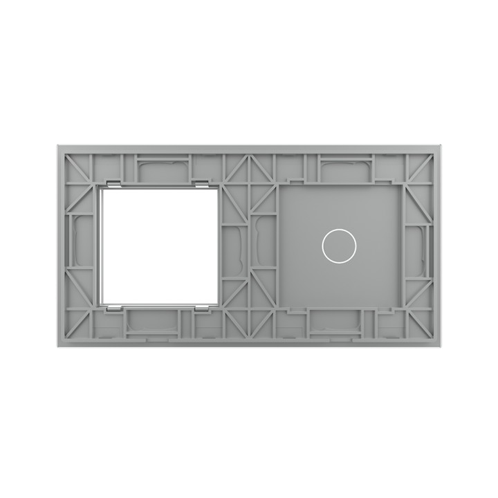 Plaque de finition en verre tactile 1 bouton + module SR – Gris Mat