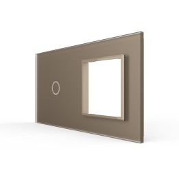 Plaque de finition en verre tactile 1 bouton + module SR – Doré Mat