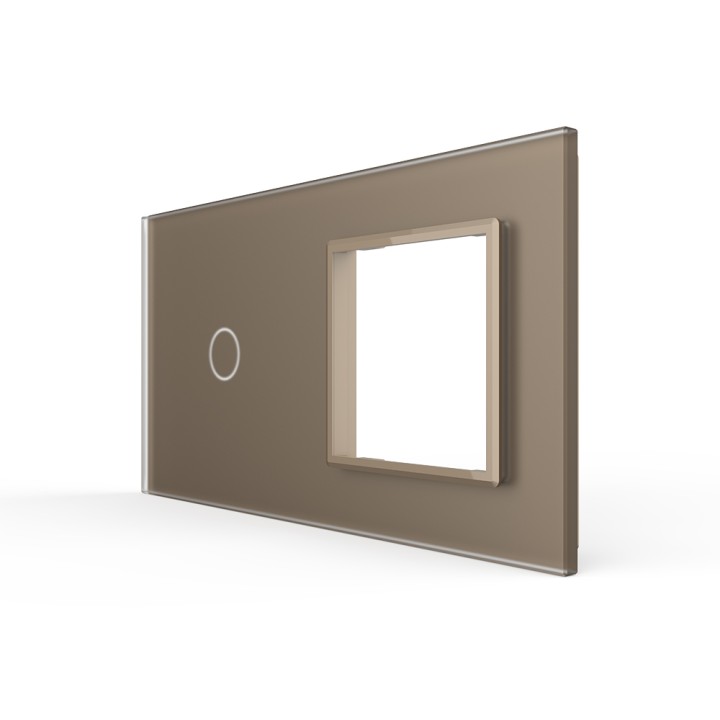 Plaque de finition en verre tactile 1 bouton + module SR – Doré Mat