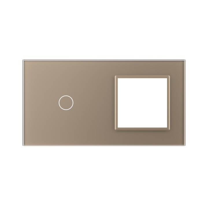 Plaque de finition en verre tactile 1 bouton + module SR – Doré Mat