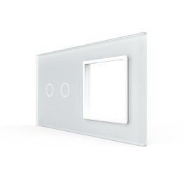 Plaque de finition en verre tactile 2 boutons + module SR – Blanc Mat