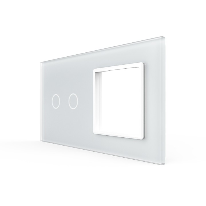 Plaque de finition en verre tactile 2 boutons + module SR – Blanc Mat