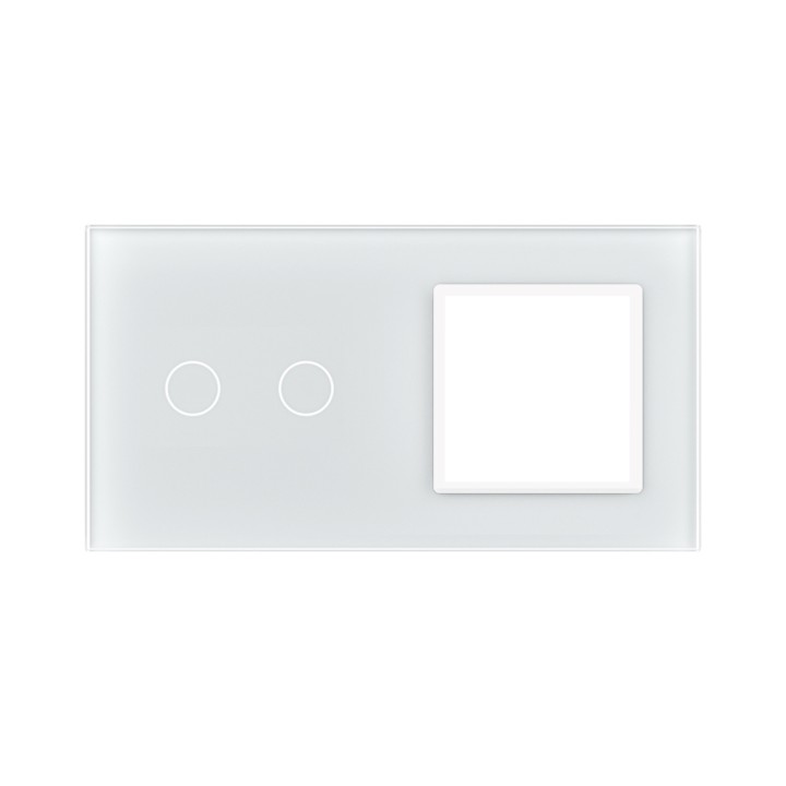 Plaque de finition en verre tactile 2 boutons + module SR – Blanc Mat