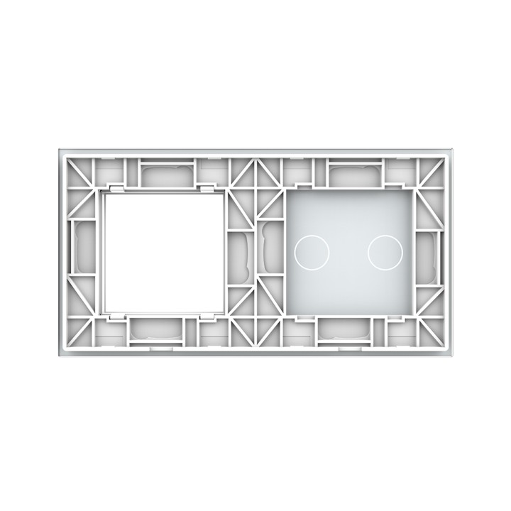 Plaque de finition en verre tactile 2 boutons + module SR – Blanc Mat