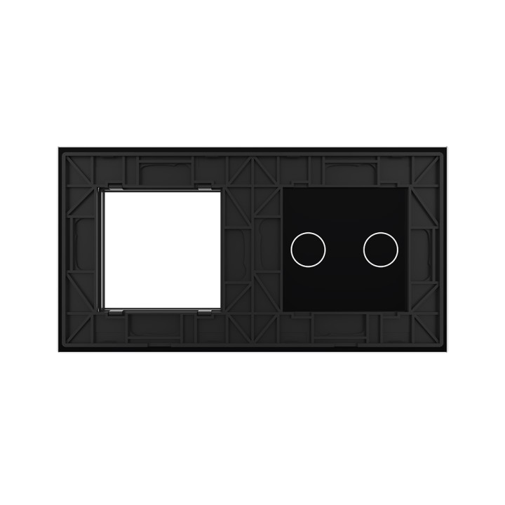 Plaque de finition en verre tactile 2 boutons + module SR – Noir Brillant