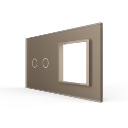 Plaque de finition en verre tactile 2 boutons + module SR – Doré Brillant