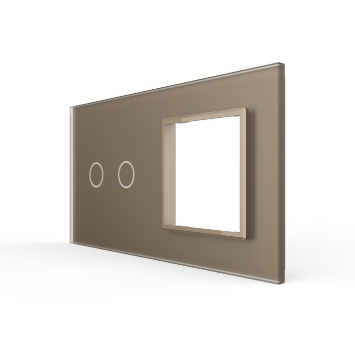 Plaque de finition en verre tactile 2 boutons + module SR – Doré Brillant