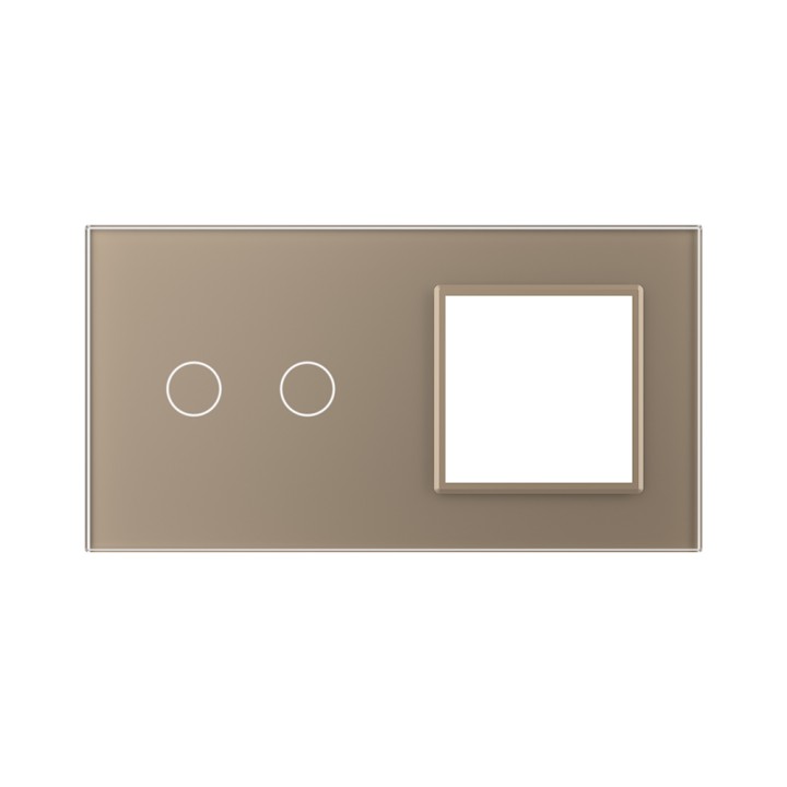 Plaque de finition en verre tactile 2 boutons + module SR – Doré Brillant
