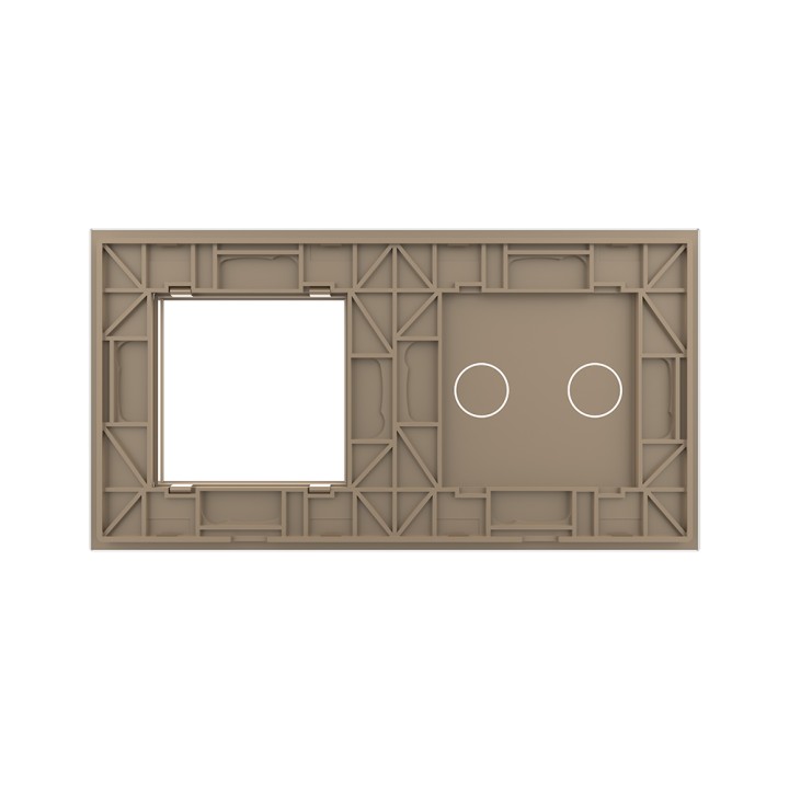 Plaque de finition en verre tactile 2 boutons + module SR – Doré Brillant
