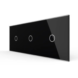 Triple Plaque de finition en verre tactile 3 circuits – Noir Brillant