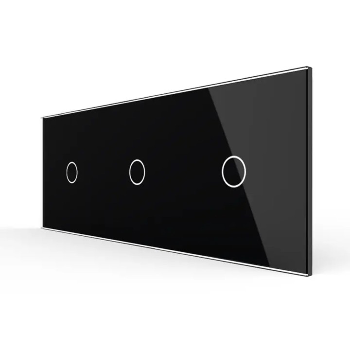 Triple Plaque de finition en verre tactile 3 circuits – Noir Brillant