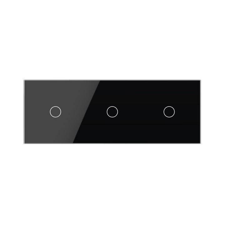 Triple Plaque de finition en verre tactile 3 circuits – Noir Brillant