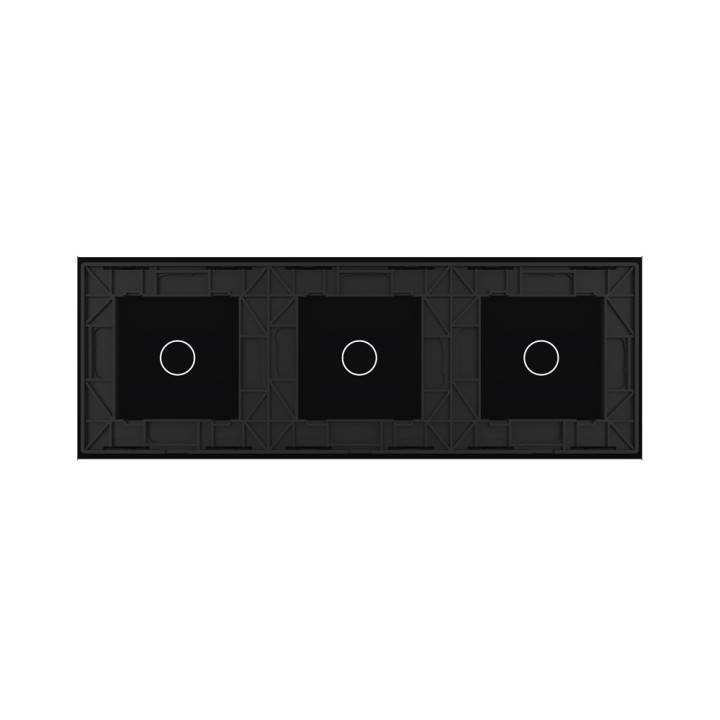 Triple Plaque de finition en verre tactile 3 circuits – Noir Brillant