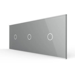 Triple Plaque de finition en verre tactile 3 circuits – Gris Brillant