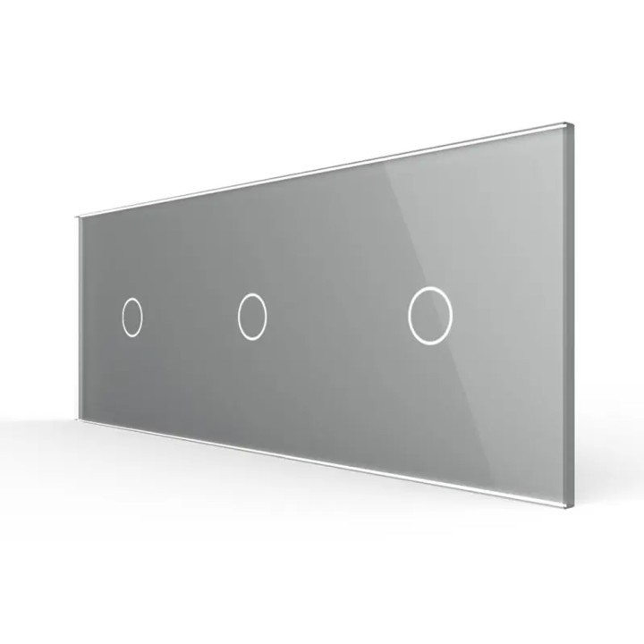 Triple Plaque de finition en verre tactile 3 circuits – Gris Brillant