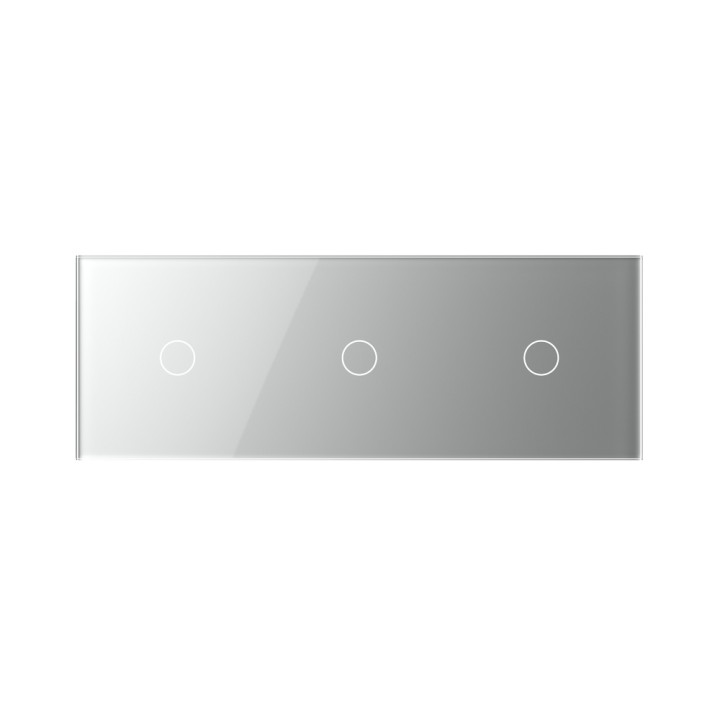 Triple Plaque de finition en verre tactile 3 circuits – Gris Brillant