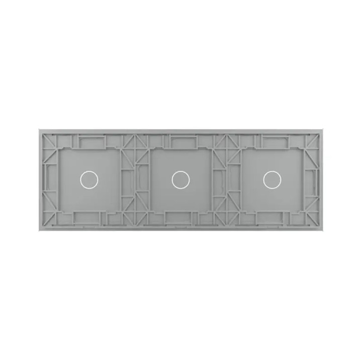 Triple Plaque de finition en verre tactile 3 circuits – Gris Brillant