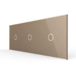 Triple Plaque de finition en verre tactile 3 circuits – Doré Brillant