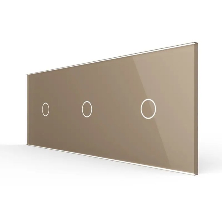 Triple Plaque de finition en verre tactile 3 circuits – Doré Brillant
