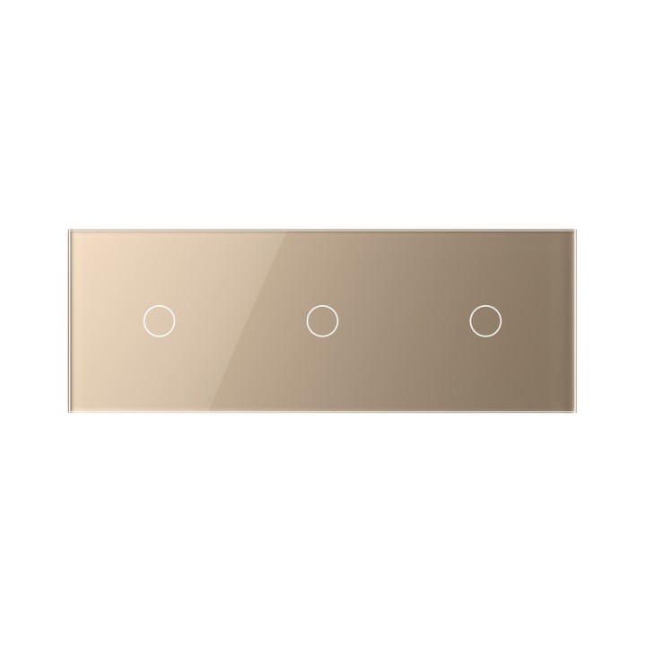 Triple Plaque de finition en verre tactile 3 circuits – Doré Brillant