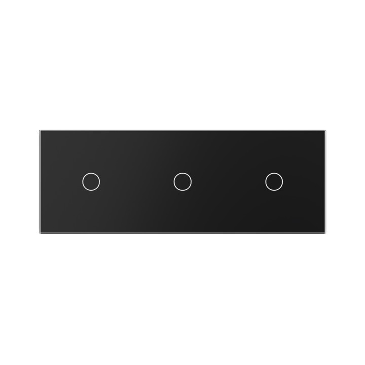 Triple Plaque de finition en verre tactile 3 circuits – Noir Mat