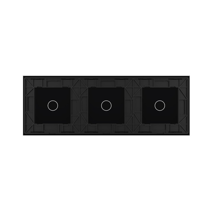 Triple Plaque de finition en verre tactile 3 circuits – Noir Mat