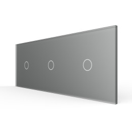Triple Plaque de finition en verre tactile 3 circuits – Gris Mat
