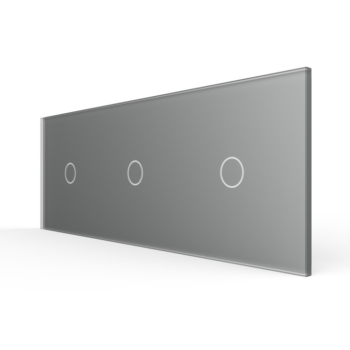 Triple Plaque de finition en verre tactile 3 circuits – Gris Mat