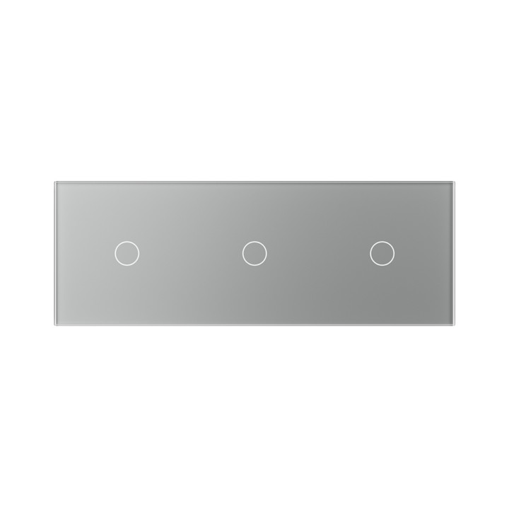 Triple Plaque de finition en verre tactile 3 circuits – Gris Mat